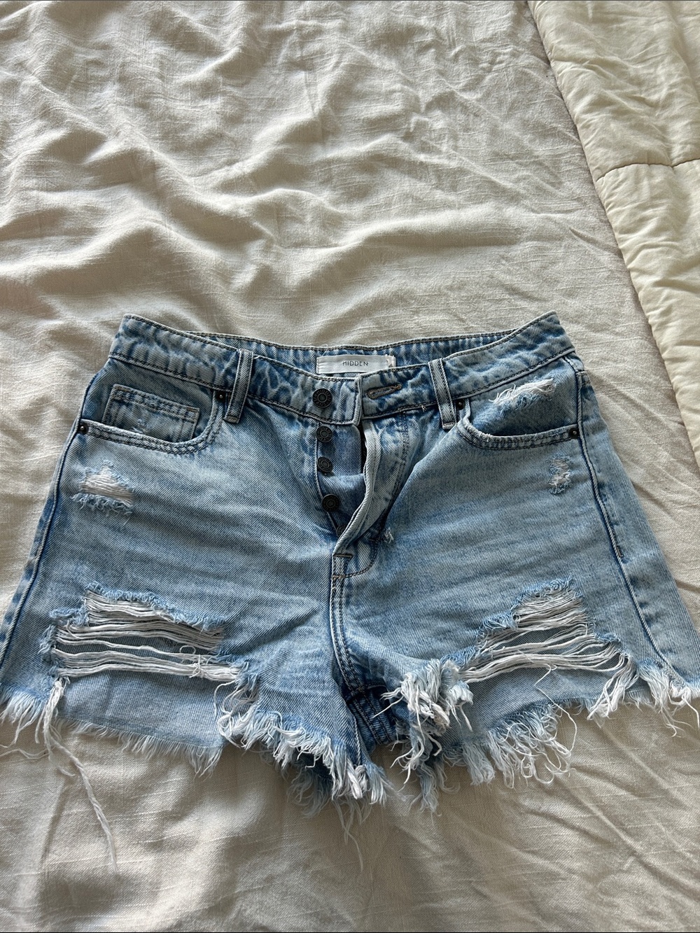 Hidden Light Blue Distressed Denim Shorts